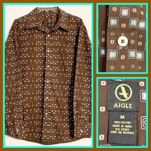 Aigle Geometric Square Print Long Sleeve Shirt